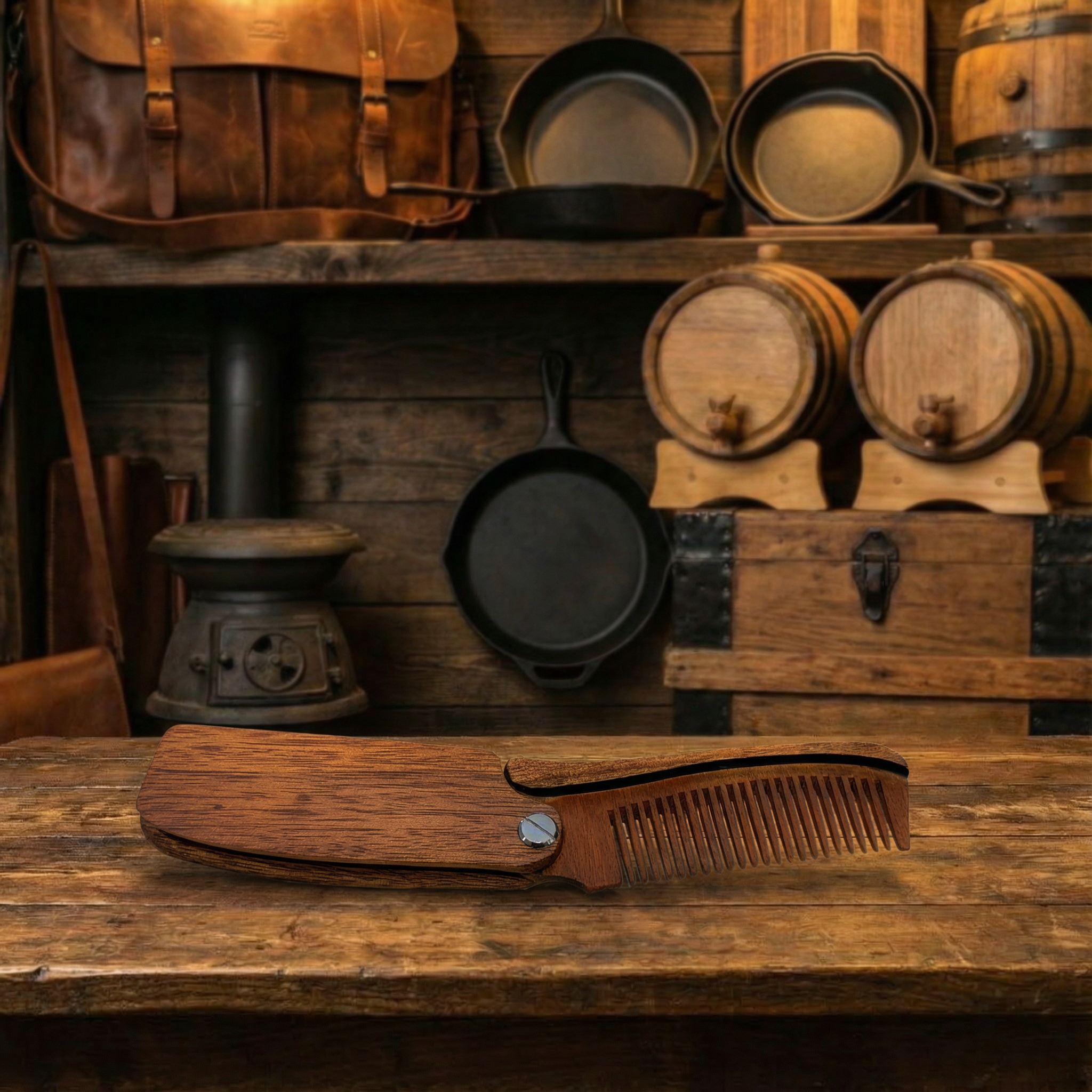 Walnut Folding Grooming Comb